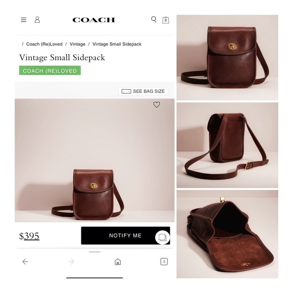 COACH Vintage Small Sidepack - Brown Leather/Brass - Picture 16 of 16